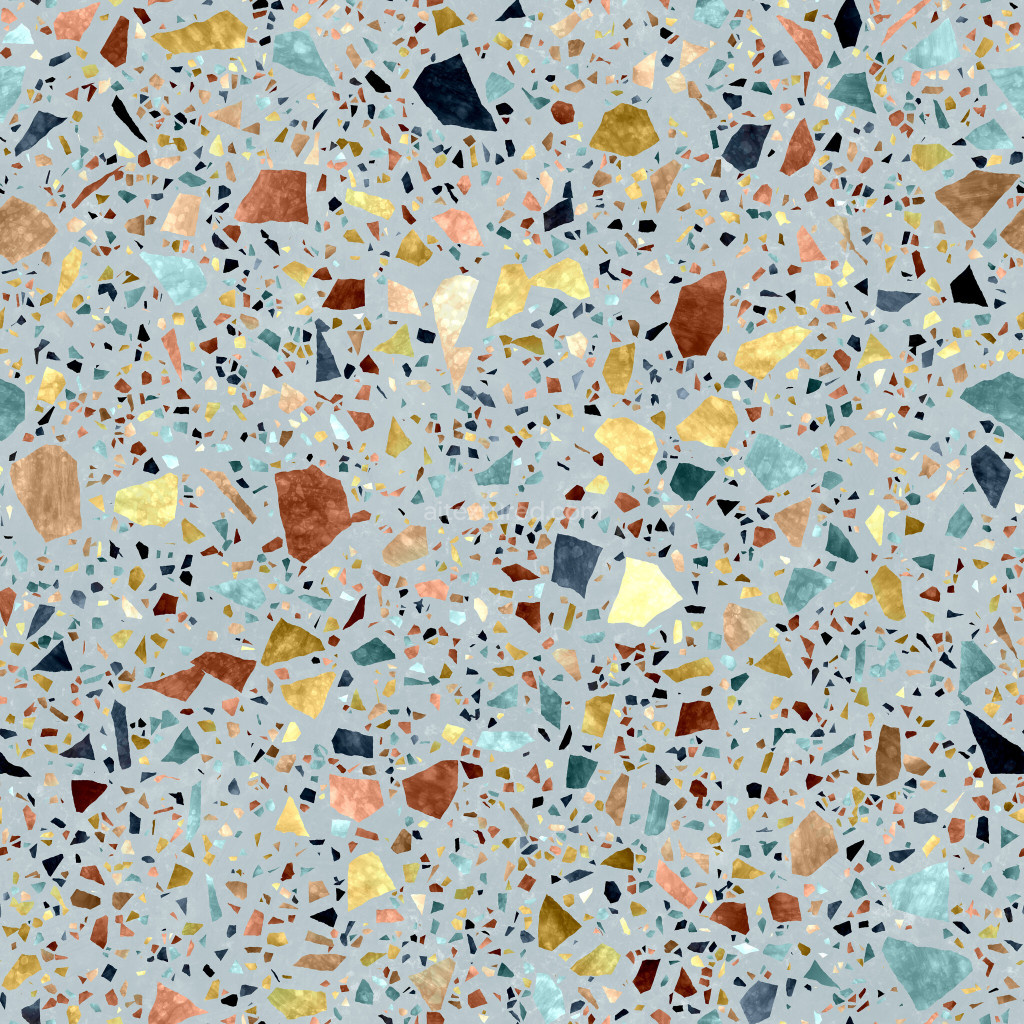 Seamless terrazzo PBR texture with colorful stone pieces