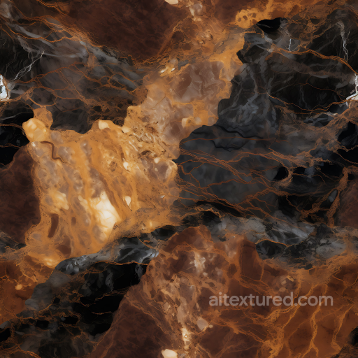 Brown and Black Marble PBR Texture with Fiery Veins and Polished Finish seamless Marble PBR texture