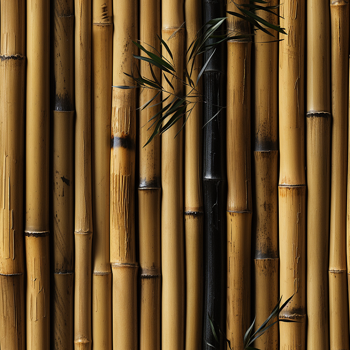 Natural and Charred Bamboo Culms with Fine Grain Detail seamless PBR texture preview