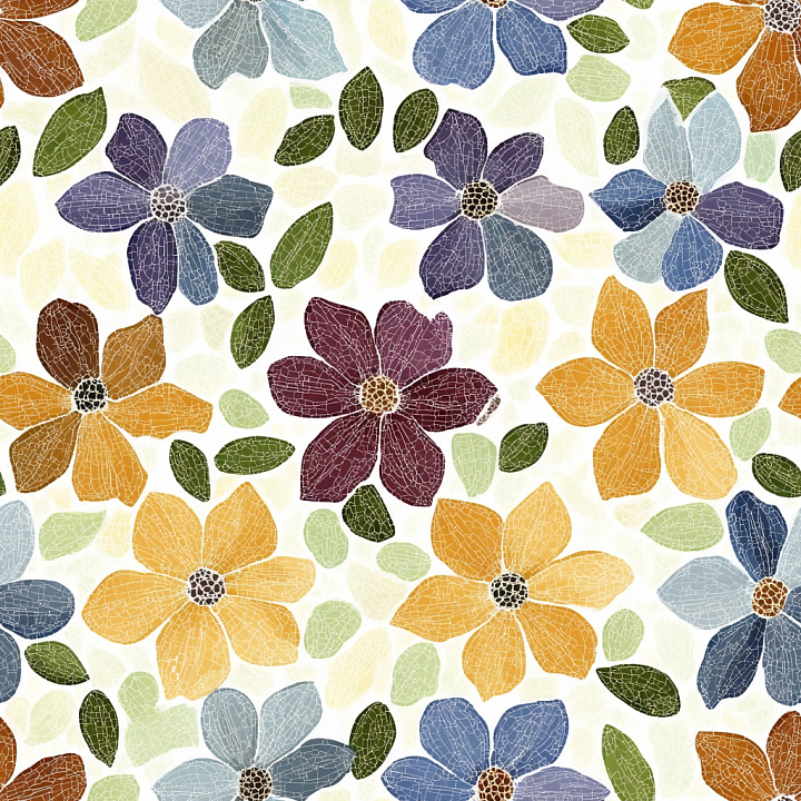 Mosaic Featuring Colorful Ceramic Floral Tiles seamless PBR texture preview