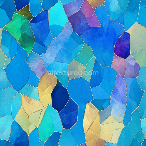 Seamless 3D irregular mosaic PBR texture in vibrant blues and earthy tones texture preview