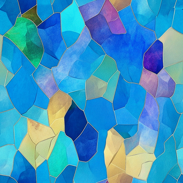 Irregular Mosaic In Vibrant Blues And Earthy Tones seamless PBR texture preview