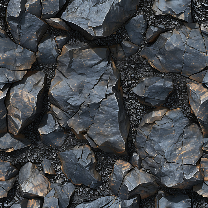 Cracked Rocky Ground Stone With Dark Slate And Gravel seamless PBR texture preview