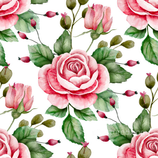 Pink Rose Watercolor Floral Pattern Seamless Texture seamless Floral PBR texture