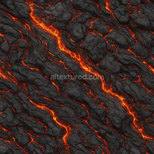 Seamless 3d texture pbr 8k volcanic lava flow with basaltic rock and shattered crust features