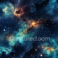 seamless Seamless 3D cosmic nebula PBR texture with glowing blue and orange stars texture 8k free download PBR