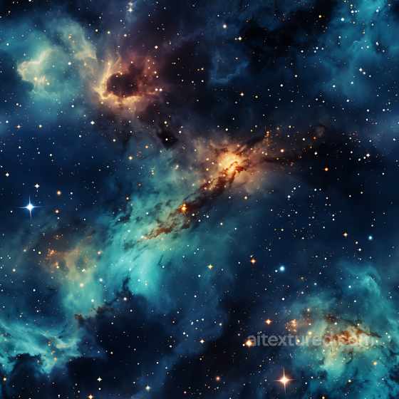 cosmic nebula PBR texture with glowing blue and orange stars Star, space, planets texture preview
