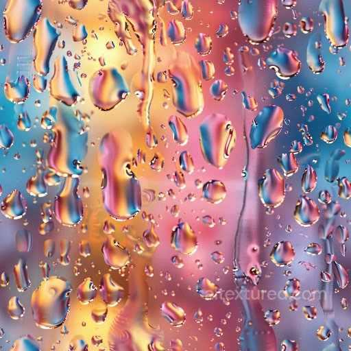 Seamless 3D PBR texture featuring vivid glossy water droplets on smooth glass texture preview
