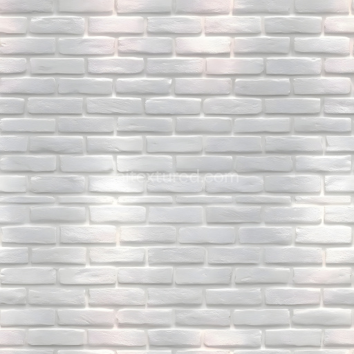 Seamless 3D PBR White Brick Wall Texture with Subtle Cracks and Smooth Surface