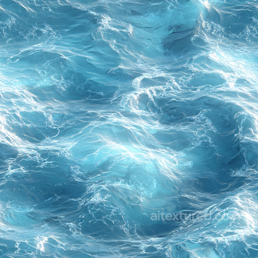 Water PBR Texture Featuring Realistic Ocean Surface with Dynamic Waves and White Foam Hig… seamless Water PBR texture
