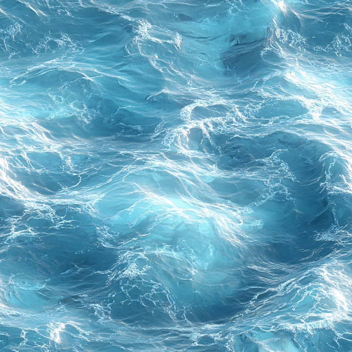 Water Featuring Realistic Ocean Surface with Dynamic Waves and White Fo… seamless PBR texture preview
