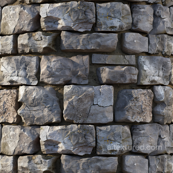 Weathered Stone Wall Seamless Texture with Rough, Cracked Blocks Stone texture preview