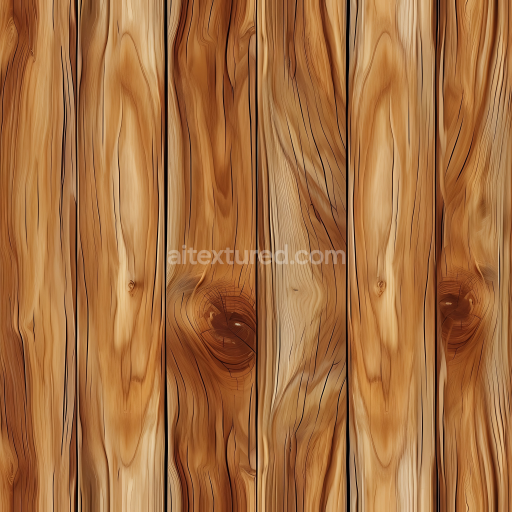 Seamless 3D Natural Pine Wood Planks PBR Texture with Knots and Rich Grain