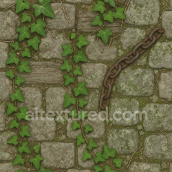 seamless Seamless 3d texture pbr 8k cobblestone path with creeping ivy Halloween texture 8k free download PBR