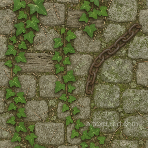 Cobblestone Path With Creeping Ivy Halloween seamless Halloween PBR texture