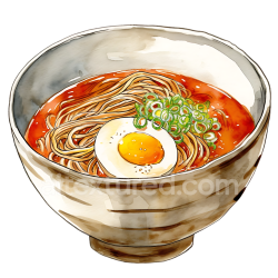 seamless Breakfast Soba Noodles Bowl with Egg and Green Onions Illustration texture 8k free download PBR