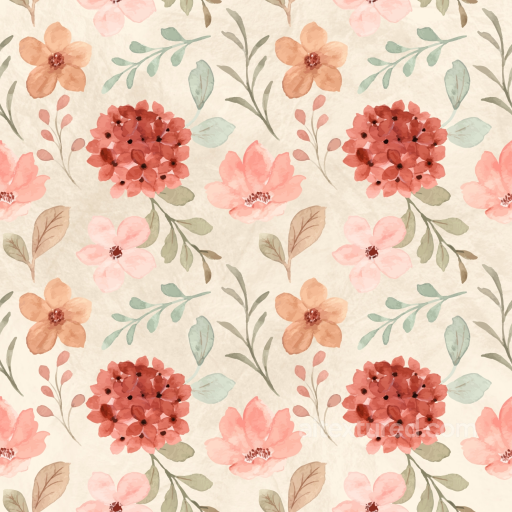 Floral Watercolor Fabric Texture with Soft Pastel Flowers seamless Flower PBR texture