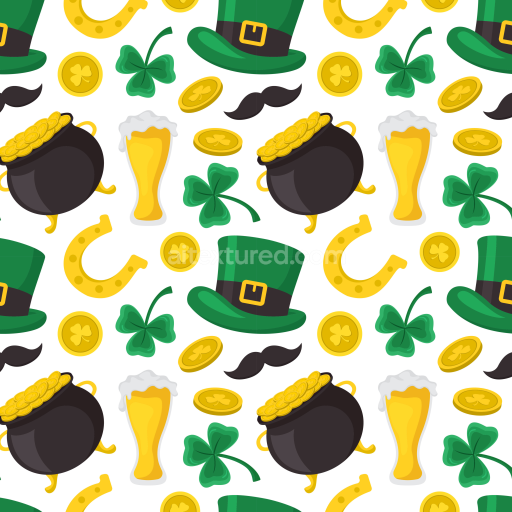 Seamless 3D PBR Texture with St Patrick Icons Digital Paper Pattern