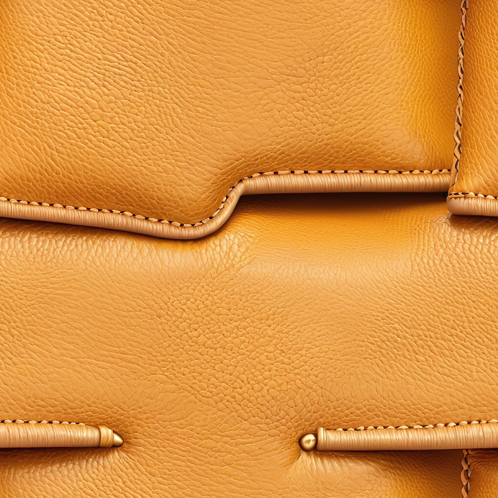 Pebbled Golden Tan Leather with Detailed Stitching and Padded Panels seamless PBR texture preview