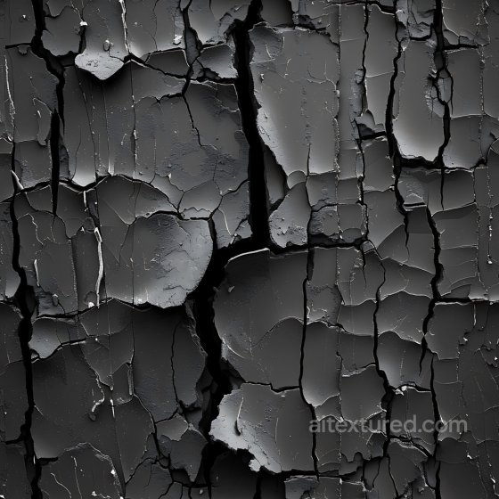 Cracked Paint PBR Texture with Deep Fractures and Peeling Layers in Dark Tones Cracked & Holes texture preview