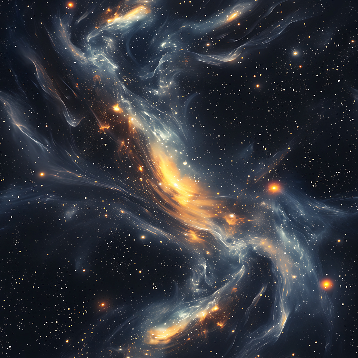 Space Featuring Glowing Nebula Clouds and Dynamic Starfield seamless PBR texture preview