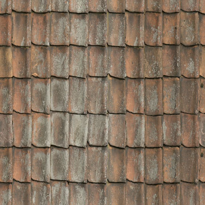 Old Worn Tiles - Ceramic Old Worn Roofing Roof seamless PBR texture preview