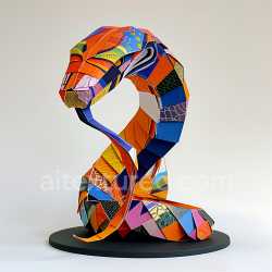 seamless Seamless 3D PBR Texture Featuring Vibrant Multicolored Geometric Cobra Origami Pattern texture 8k free download PBR