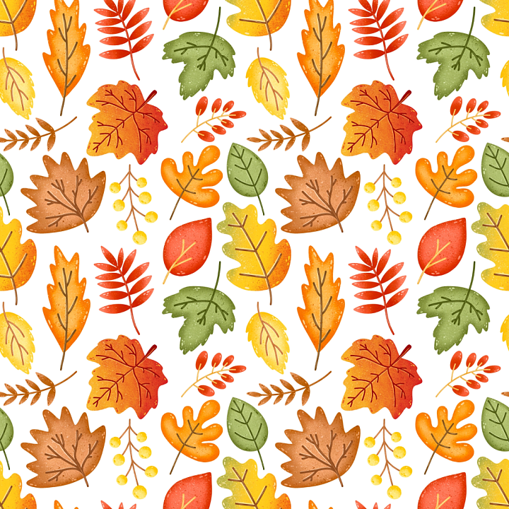 Colorful Autumn Leaves Pattern with Detailed Veins seamless PBR texture preview