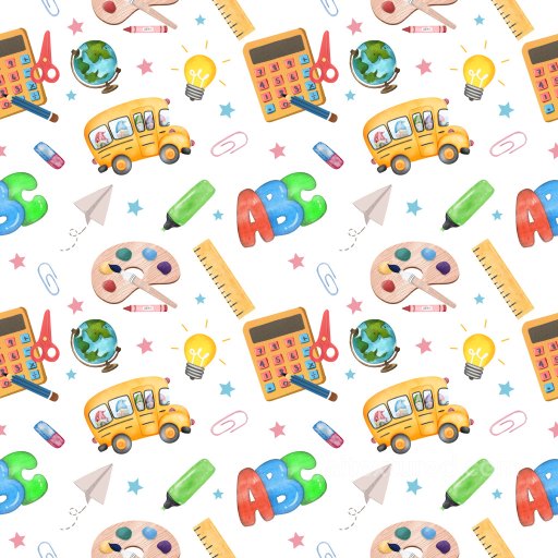 Pattern PBR Texture Featuring Cartoon School Supplies Motif seamless Pattern Bundle PBR texture