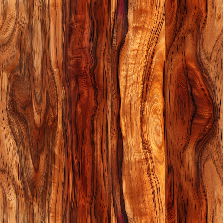 Polished Exotic Wood Planks with Rich Grain and Color Variations seamless PBR texture preview