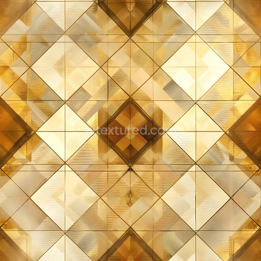 Seamless 3D Golden Plaid Metal PBR Texture with Geometric Tiles