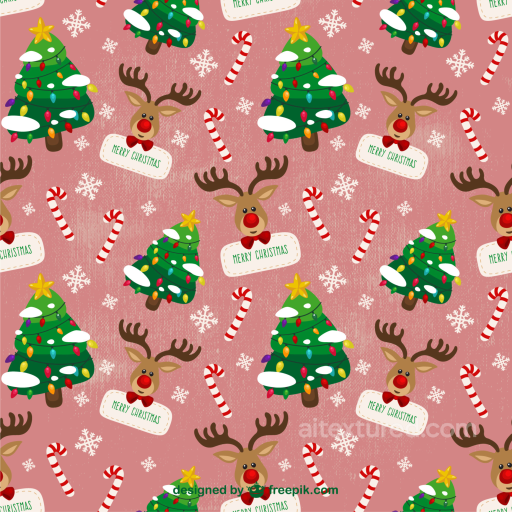 Christmas Holiday Texture of Festive Christmas Trees, Reindeer, and Candy Canes seamless Christmas Holiday PBR texture