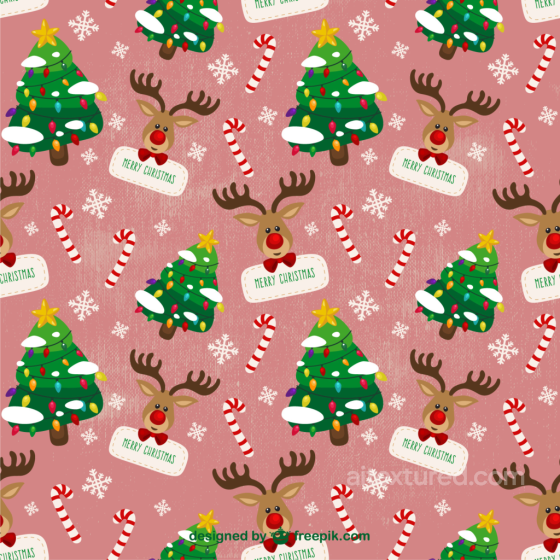Christmas Holiday Texture of Festive Christmas Trees, Reindeer, and Candy Canes Christmas Holiday texture preview