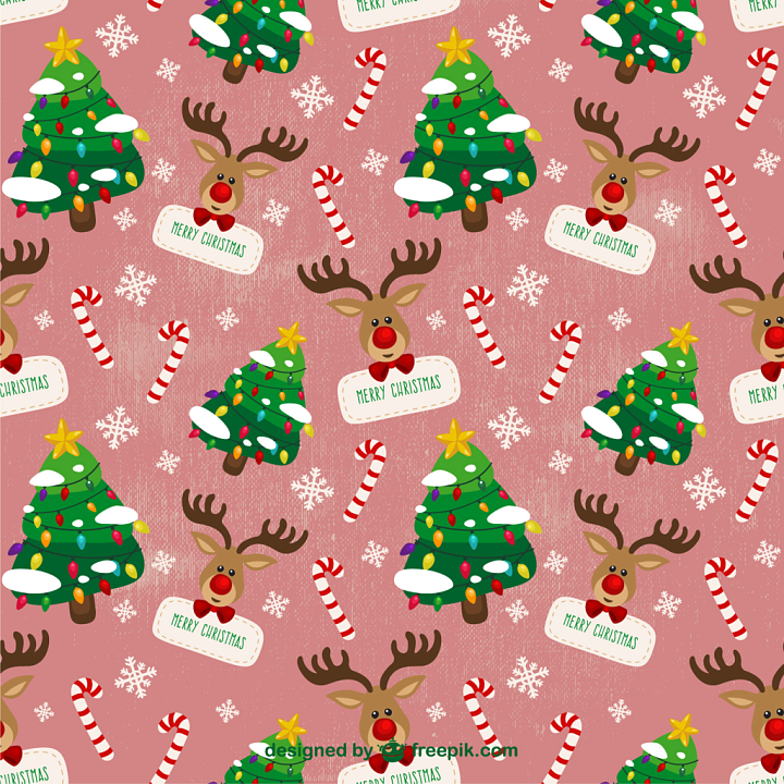 Christmas Holiday of Festive Christmas Trees, Reindeer, and Candy Canes seamless PBR texture preview