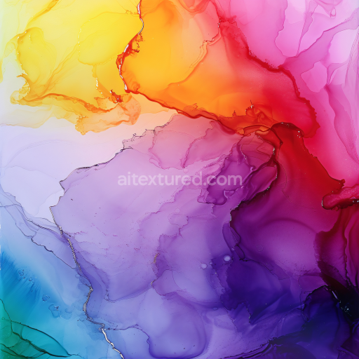 Seamless 3D Alcohol Ink PBR Texture Featuring Vibrant Multicolor Fluid Dynamics