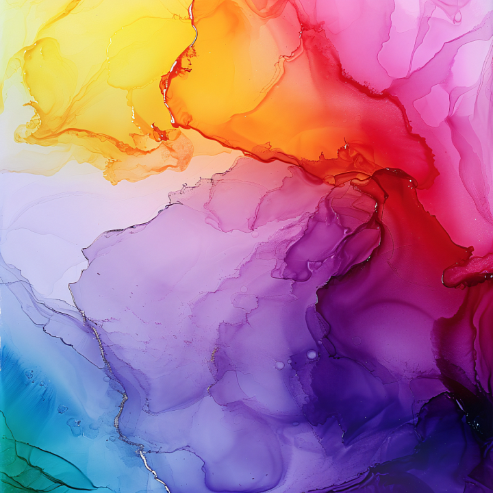 Alcohol Ink Featuring Vibrant Multicolor Fluid Dynamics seamless PBR texture preview