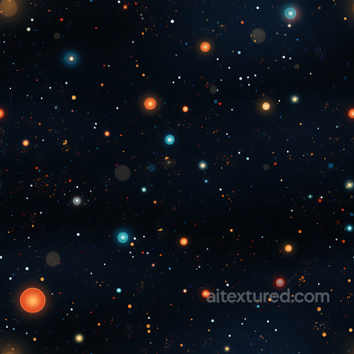 Starfield Texture Featuring Glowing Multicolor Stars on Deep Space seamless Star, space, planets PBR texture