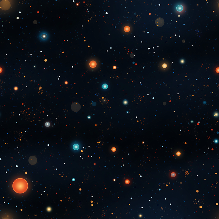 Starfield Featuring Glowing Multicolor Stars on Deep Space seamless PBR texture preview