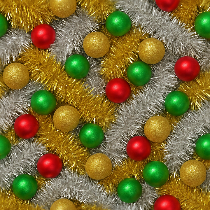 Tinsel Garland Gold Tinsel Silver Tinsel Christmas Ornament seamless PBR texture preview