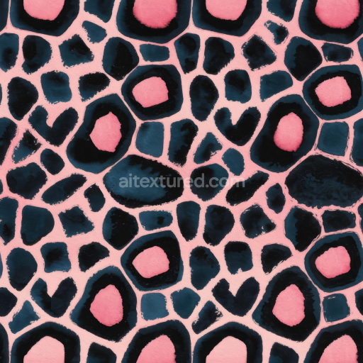 Seamless 3D PBR Fabric Texture Featuring Stylized Pink and Black Leopard Print Pattern