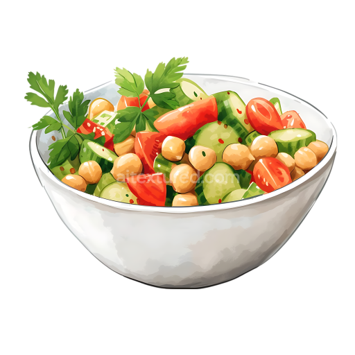 Breakfast Chickpea Salad Bowl Illustration with Fresh Veggies