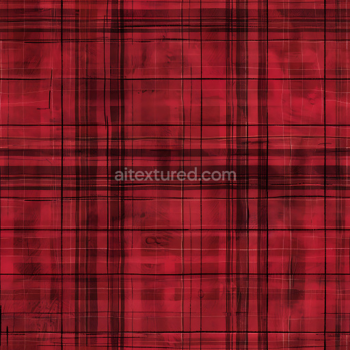 Seamless 3D PBR Texture of Red Plaid Fabric with Black and White Lines