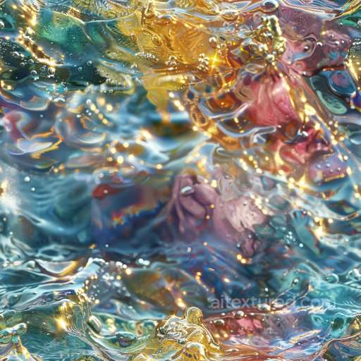 Seamless 3D PBR Texture Featuring Iridescent Glossy Liquid with Colorful Highlights texture preview