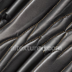 seamless Seamless 3D Quilted Black Leather PBR Texture with Detailed Grain and Stitching texture 8k free download PBR
