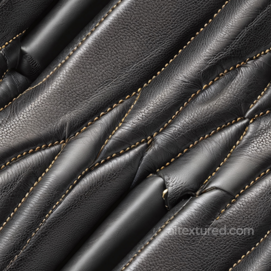 Quilted Black Leather PBR Texture with Detailed Grain and Stitching Leather texture preview