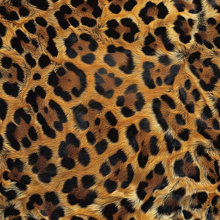 Leopard Print Fur Leather with Realistic Fur Detail seamless PBR texture preview