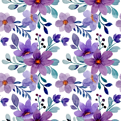 Purple Flower Watercolor Floral Fabric Texture seamless Purple Flower PBR texture