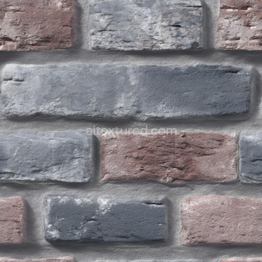 Seamless 3D Cracked Brick Wall PBR Texture with Multi-Color Rough Surface