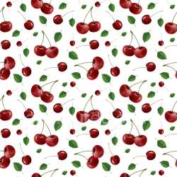 Pattern Bundle - Seamless 3D PBR texture of hand-painted cherry fruit pattern with scattered green leaves texture preview