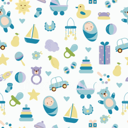 seamless Seamless 3D PBR Texture of Baby Boy Themed Toys and Accessories Pattern texture 8k free download PBR